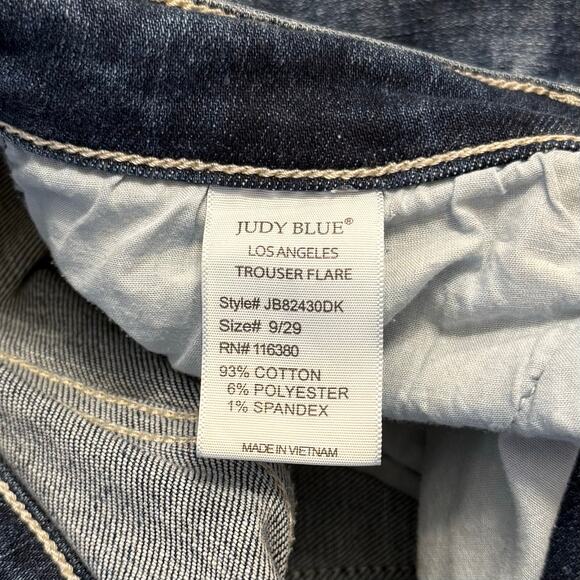 Judy Blue Mid Rise Botton Fly Trouser Flare Denim Jeans Distressed Size 9/29 - Picture 9 of 11